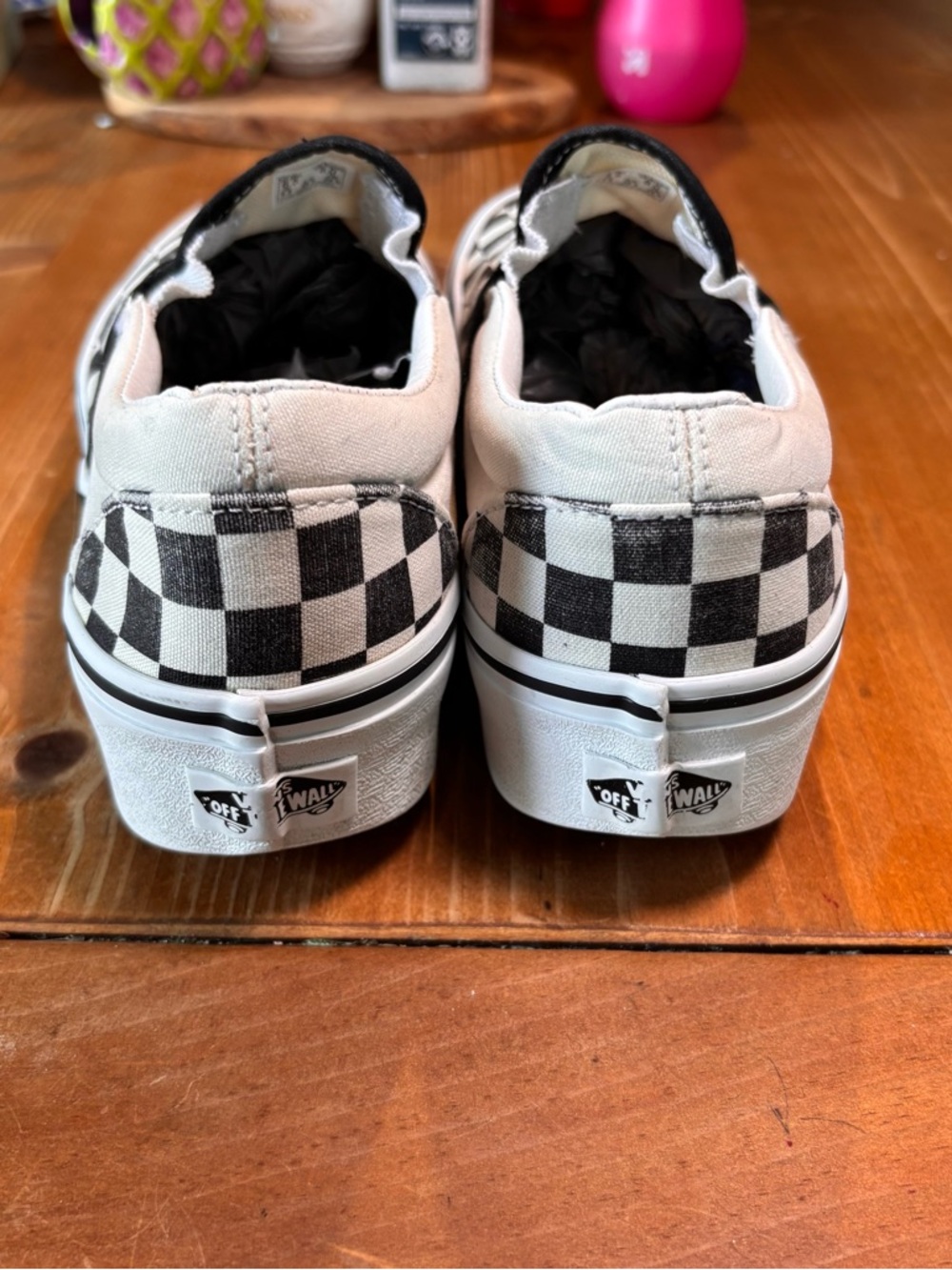 Vans womens classic slip on stackform checkerboard sneakers black/white 8 - Picture 3 of 8